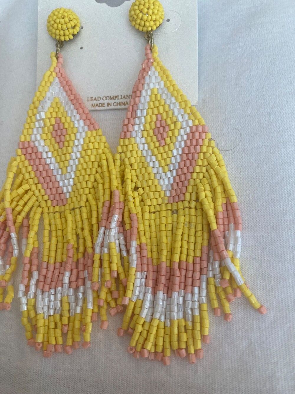 Natasha Yellow Bohemian Beaded Chandelier Earrings - Picture 3 of 4